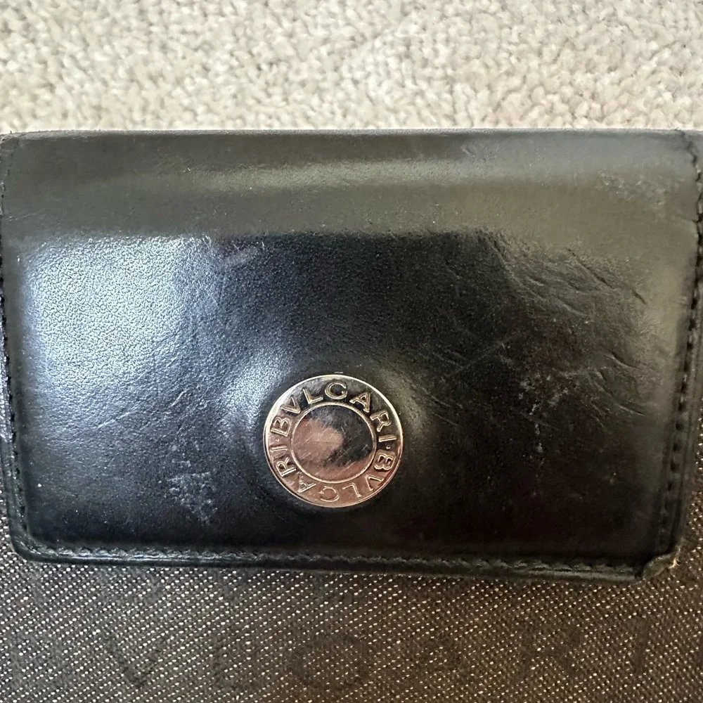 Bvlgari Bulgari logo authentic vintage long logomania in gray denim wallet - Picture 4 of 15